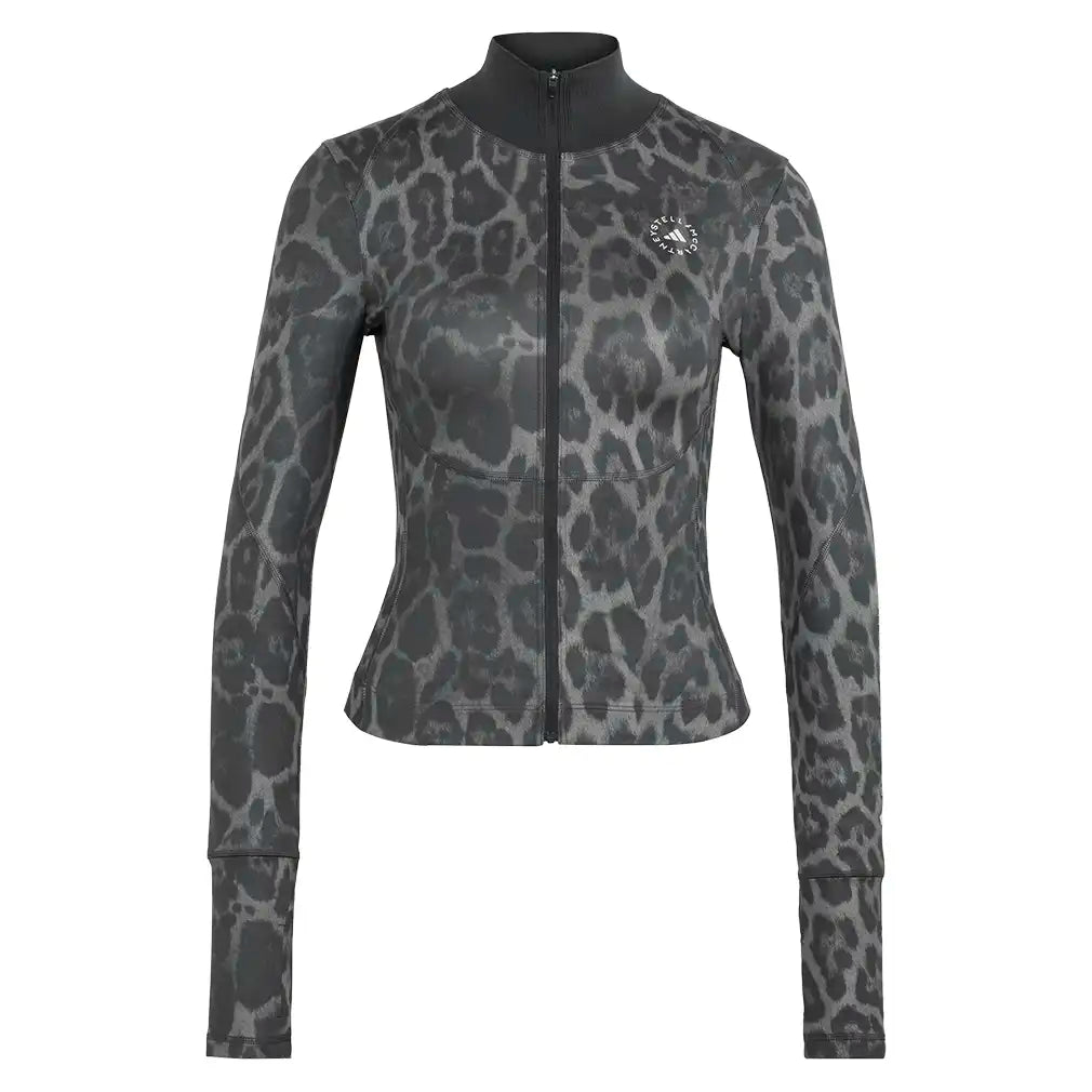 Women's Stella McCartney Longsleeve Printed Midlayer Training Top Dove Grey and Carbon,Apparel,Adidas,Dove Grey/Carbon,XS,Tennis Express,KG3263-1