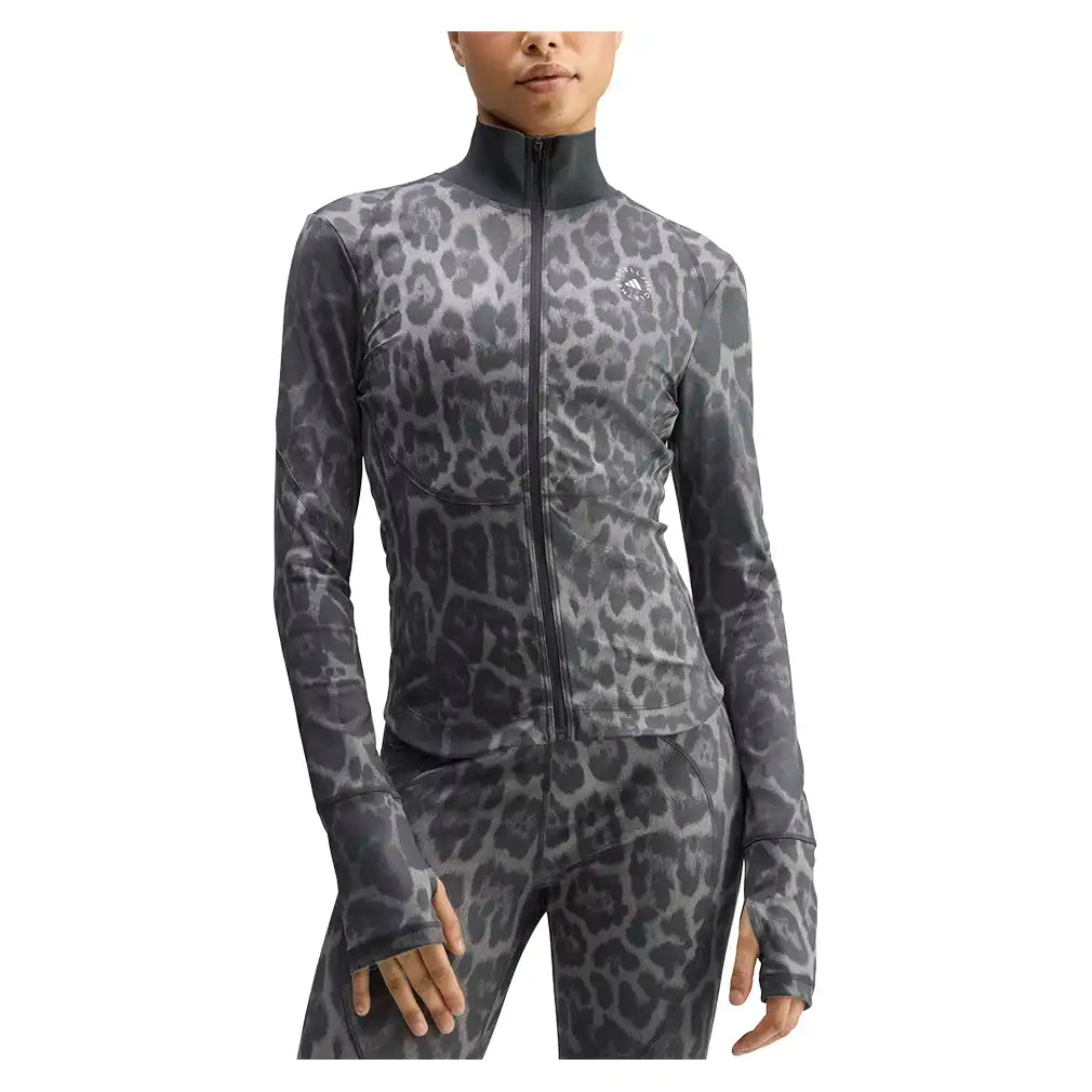 Women's Stella McCartney Longsleeve Printed Midlayer Training Top Dove Grey and Carbon,Apparel,Adidas,,,Tennis Express,KG3263-3