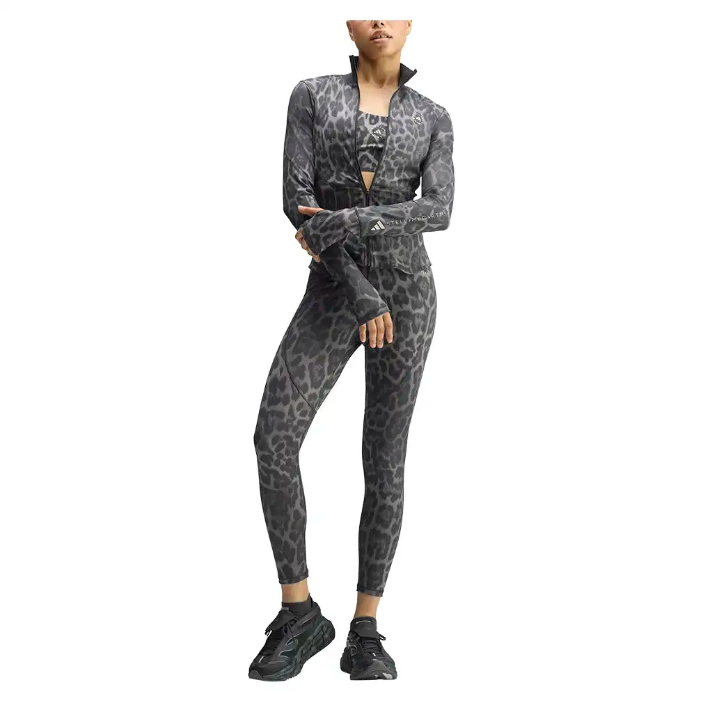 Women's Stella McCartney Longsleeve Printed Midlayer Training Top Dove Grey and Carbon,Apparel,Adidas,,,Tennis Express,KG3263-5