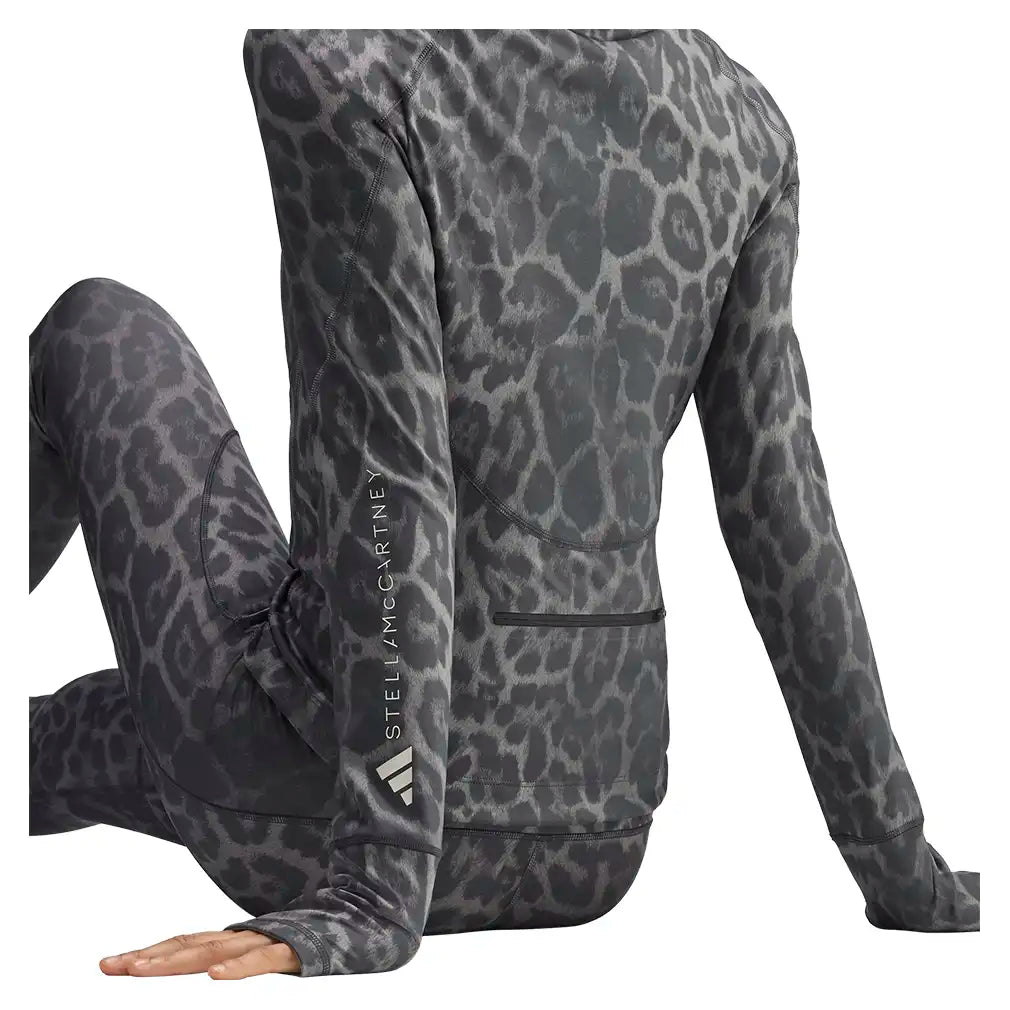 Women's Stella McCartney Longsleeve Printed Midlayer Training Top Dove Grey and Carbon,Apparel,Adidas,,,Tennis Express,KG3263-7