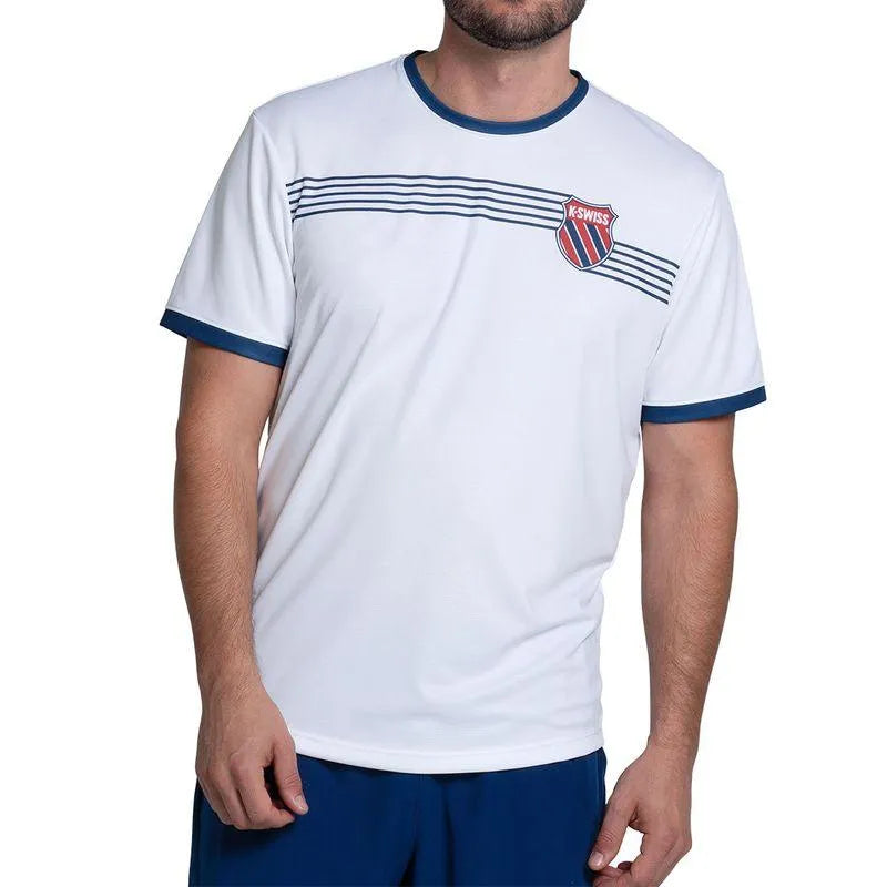 Men's Tradition Short Sleeve Tennis Top White-Apparel-K-Swiss-KMT47-Y18155_f8d41210-3ffd-4b22-9e5b-bad731d07a9e-Tennis Express