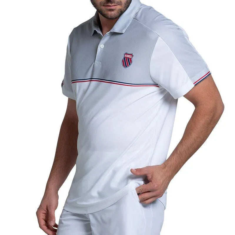 Men's Tradition Short Sleeve Tennis Polo White-Apparel-K-Swiss-KMT68-Y20155_1-Tennis Express