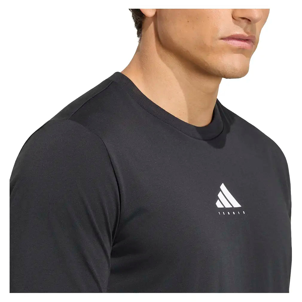 Men's Category Graphic Tennis Tee Black and White,Apparel,Adidas,,,Tennis Express,KR2332-6