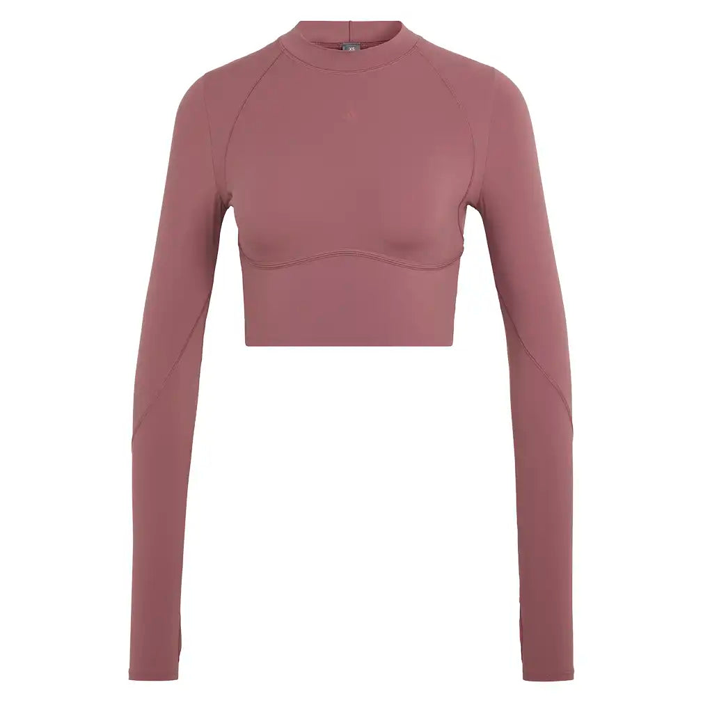 Women's Stella McCartney Longsleeve Crop Training Top Quiet Maroon,Apparel,Adidas,Quiet Maroon,XS,Tennis Express,KR3030-1