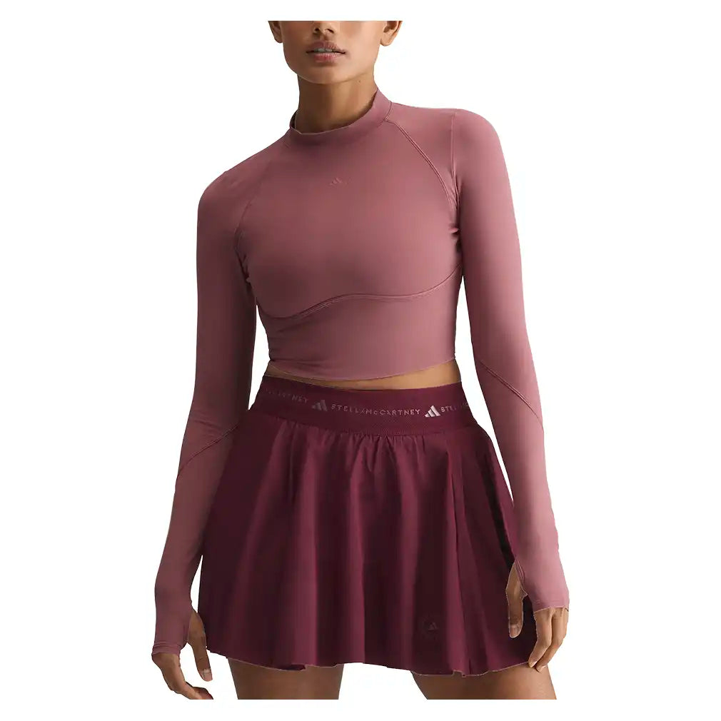 Women's Stella McCartney Longsleeve Crop Training Top Quiet Maroon,Apparel,Adidas,,,Tennis Express,KR3030-3