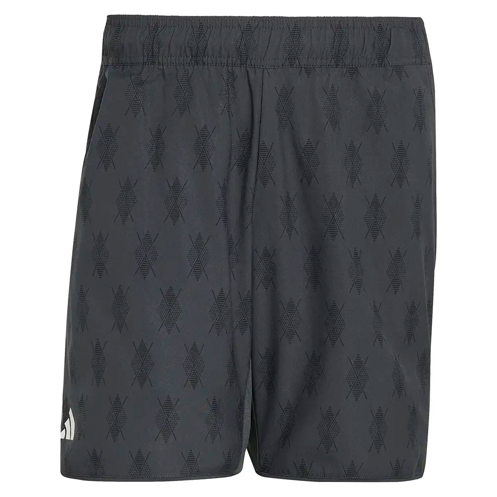 Men's Club Graphic 9 Inch Tennis Shorts Carbon and Black,Apparel,Adidas,Carbon/Black,XS,Tennis Express,KS8270-1