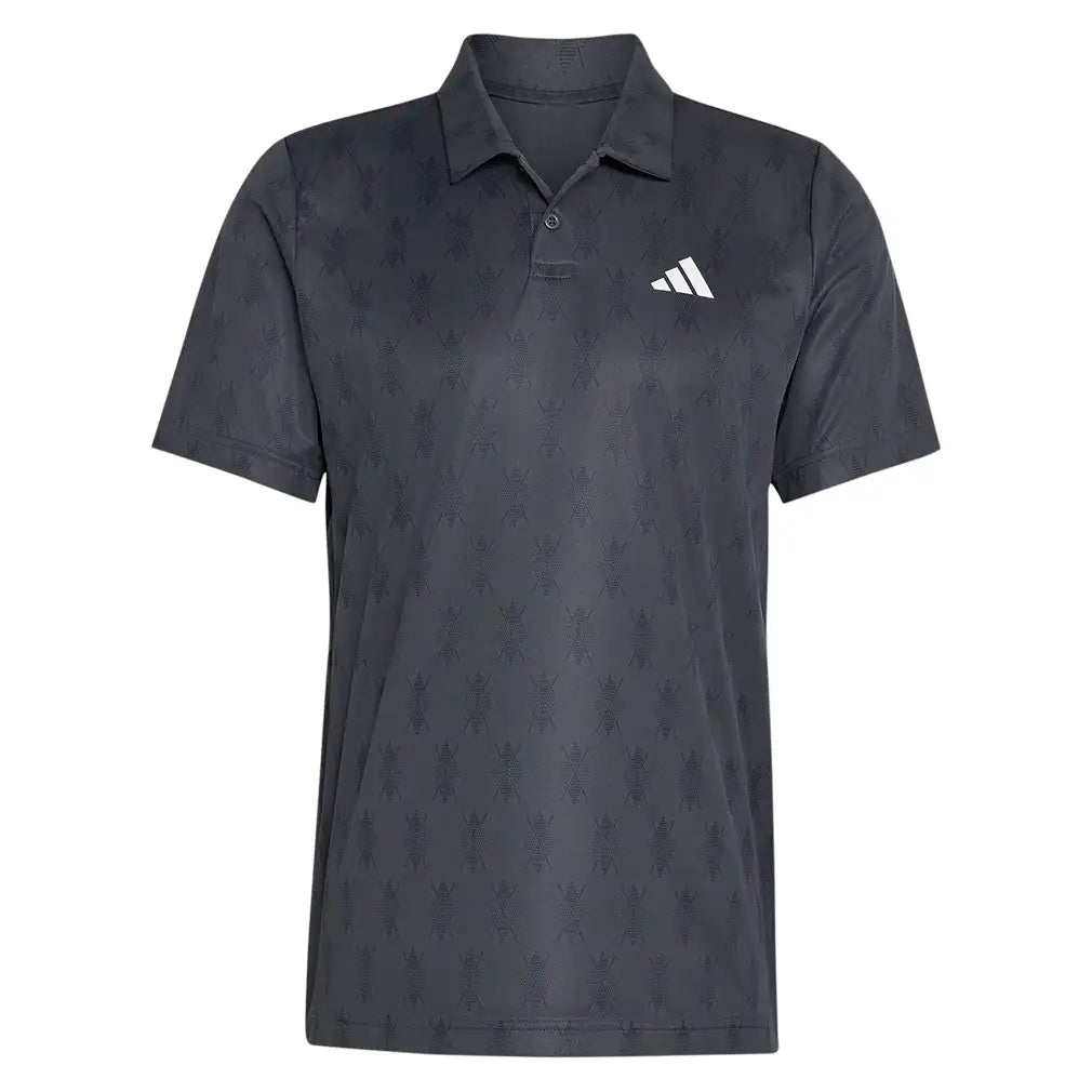 Men's Club Graphic Tennis Polo Carbon and Black,Apparel,Adidas,Carbon/Black,XS,Tennis Express,KS8273-1