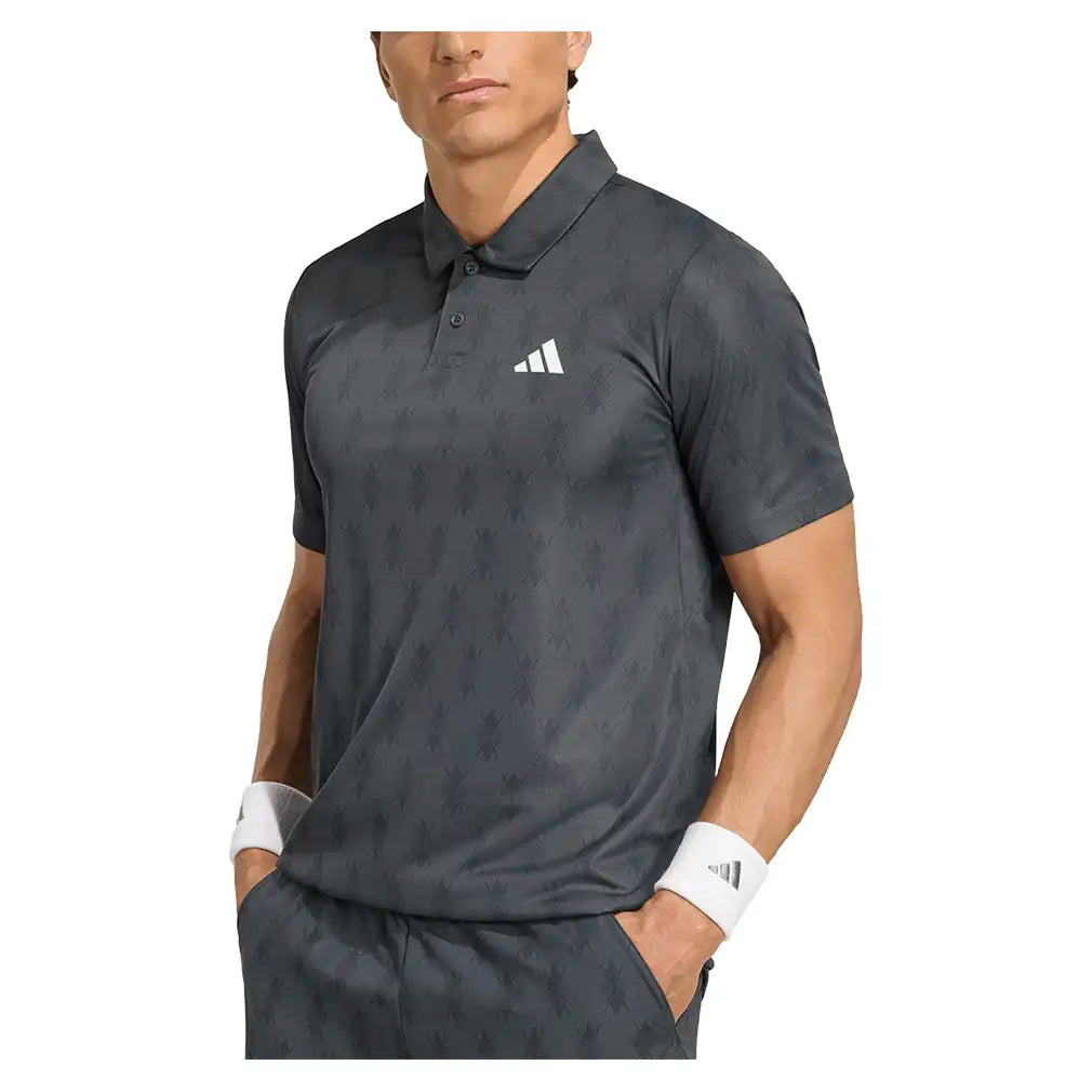 Men's Club Graphic Tennis Polo Carbon and Black,Apparel,Adidas,,,Tennis Express,KS8273-3