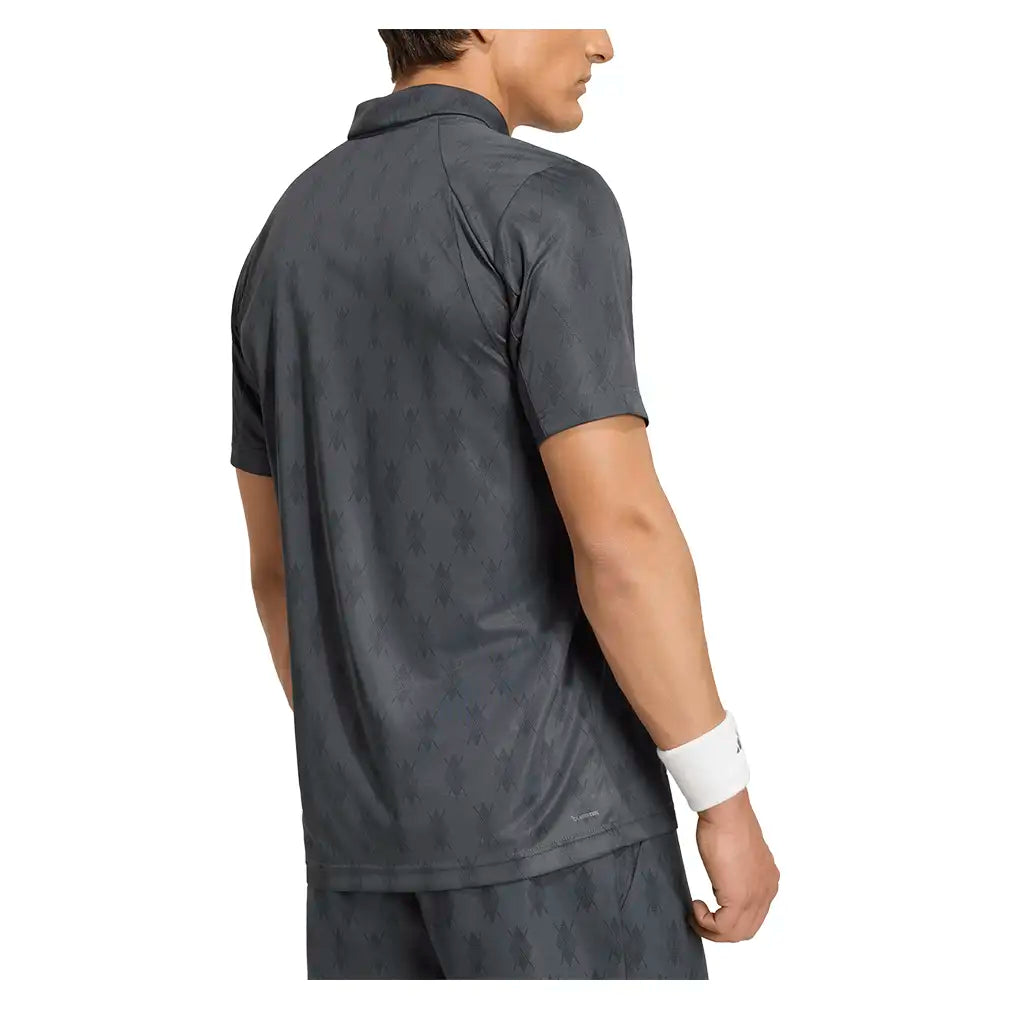 Men's Club Graphic Tennis Polo Carbon and Black,Apparel,Adidas,,,Tennis Express,KS8273-4