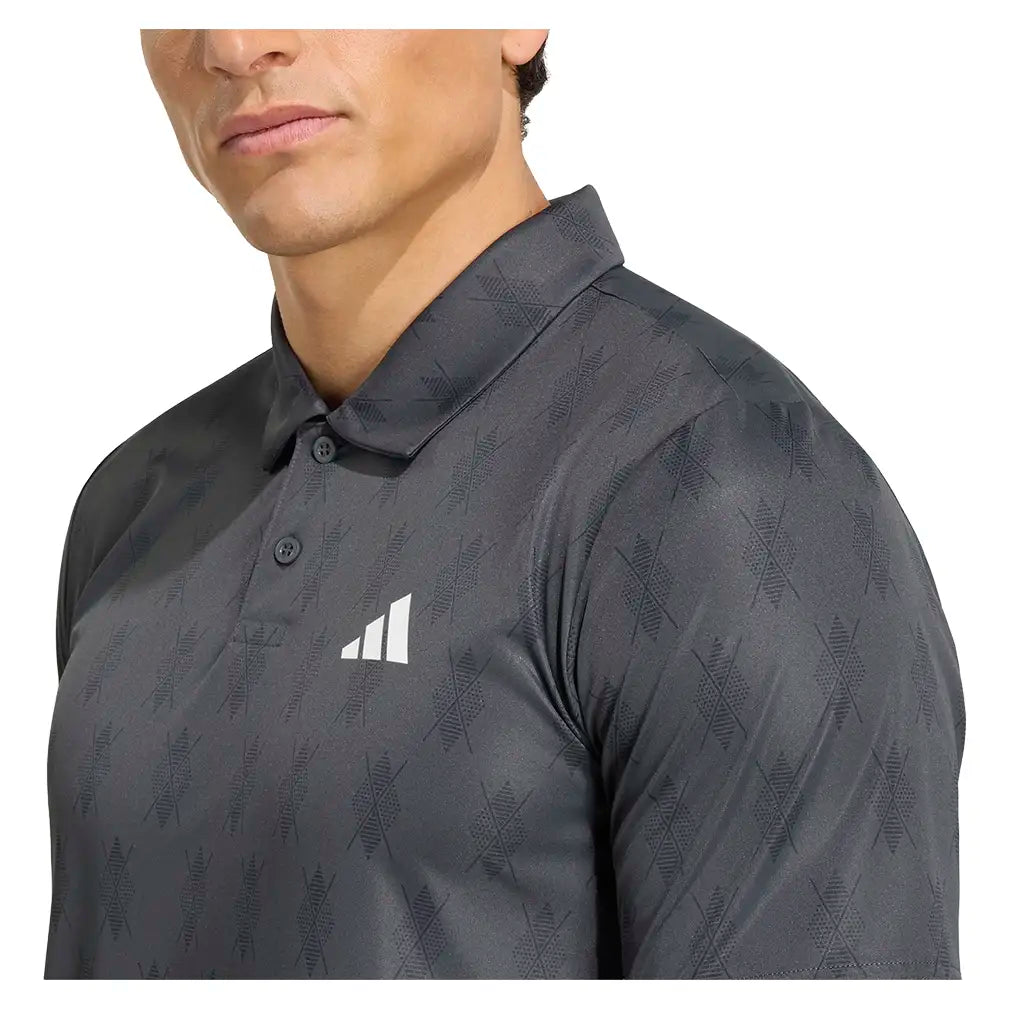 Men's Club Graphic Tennis Polo Carbon and Black,Apparel,Adidas,,,Tennis Express,KS8273-6