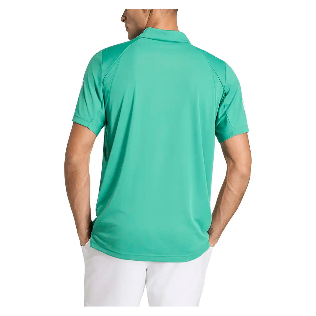 Men's Club 3 Stripe Tennis Polo Semi Court Green,Apparel,Adidas,,,Tennis Express,KS8303-4