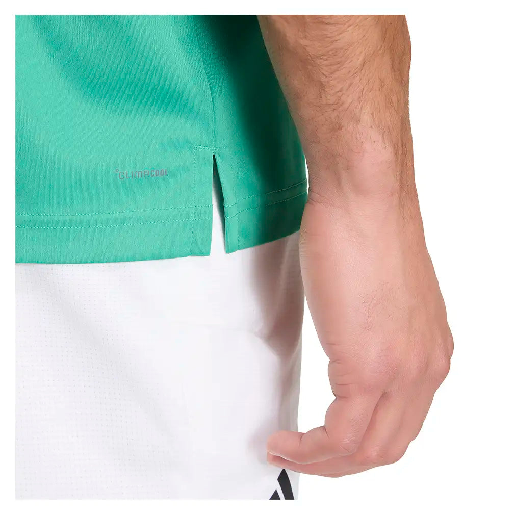 Men's Club 3 Stripe Tennis Polo Semi Court Green,Apparel,Adidas,,,Tennis Express,KS8303-7