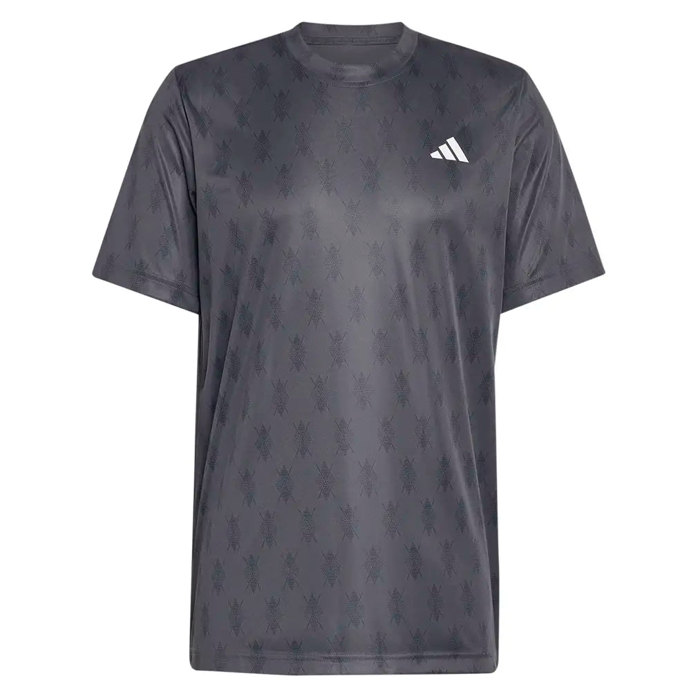 Men's Club Graphic Tennis Tee Carbon and Black,Apparel,Adidas,Carbon/Black,XS,Tennis Express,KS8307-1