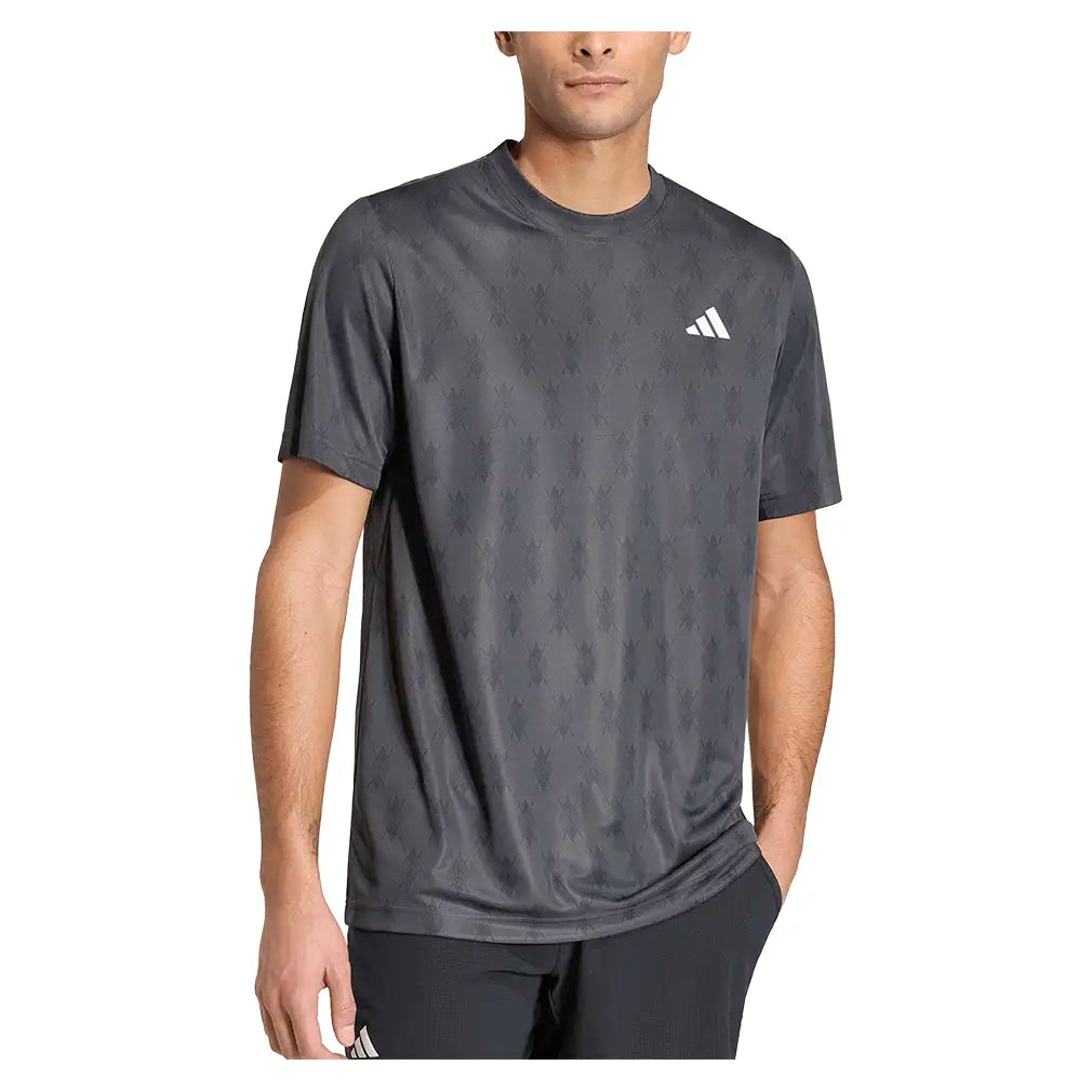 Men's Club Graphic Tennis Tee Carbon and Black,Apparel,Adidas,,,Tennis Express,KS8307-3