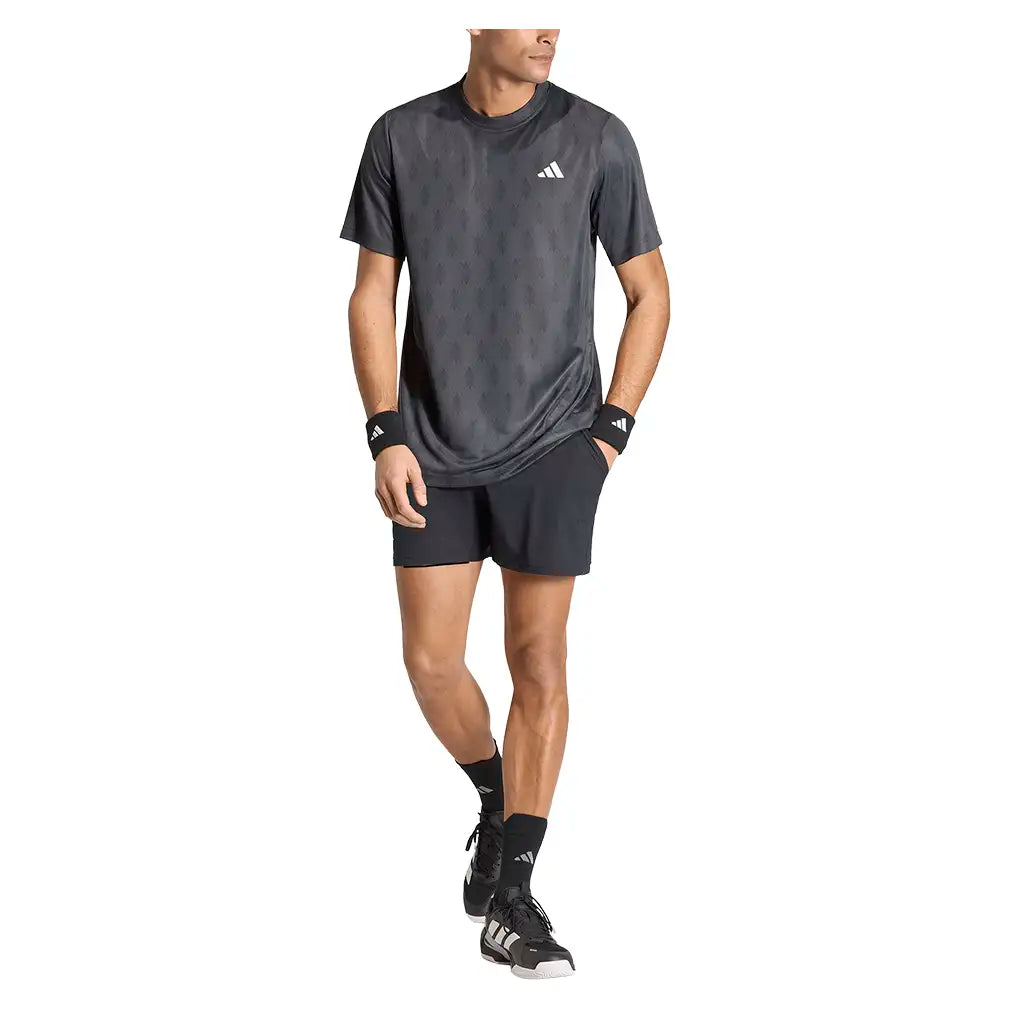 Men's Club Graphic Tennis Tee Carbon and Black,Apparel,Adidas,,,Tennis Express,KS8307-5