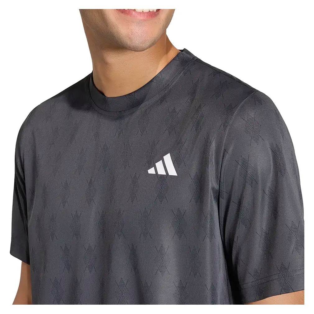 Men's Club Graphic Tennis Tee Carbon and Black,Apparel,Adidas,,,Tennis Express,KS8307-6