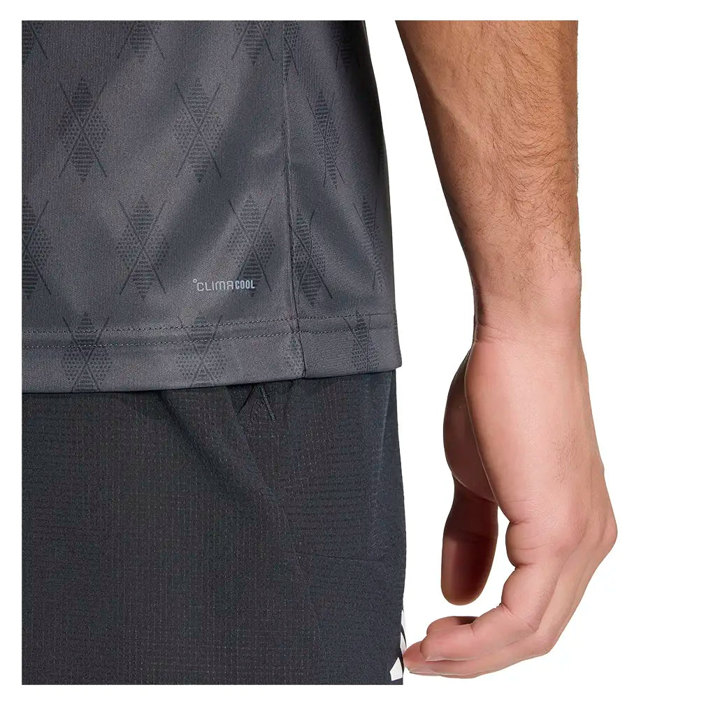 Men's Club Graphic Tennis Tee Carbon and Black,Apparel,Adidas,,,Tennis Express,KS8307-7