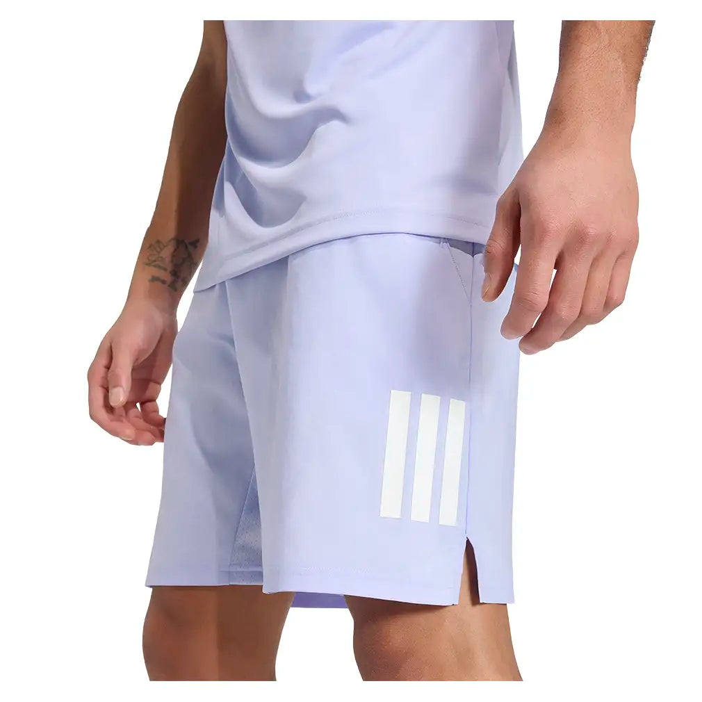 Men's Club 3 Stripe 9 Inch Tennis Short Violet Tone,Apparel,Adidas,,,Tennis Express,KX3756-3