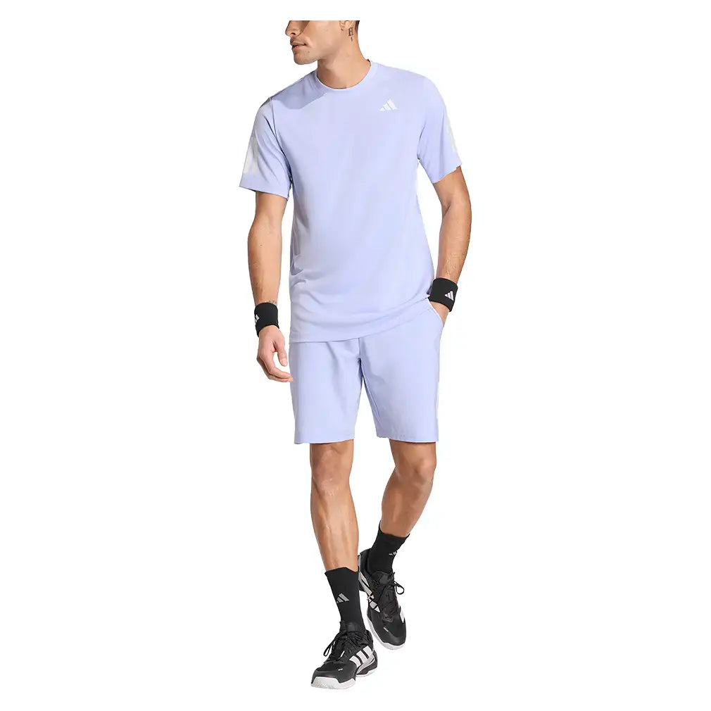 Men's Club 3 Stripe 9 Inch Tennis Short Violet Tone,Apparel,Adidas,,,Tennis Express,KX3756-5