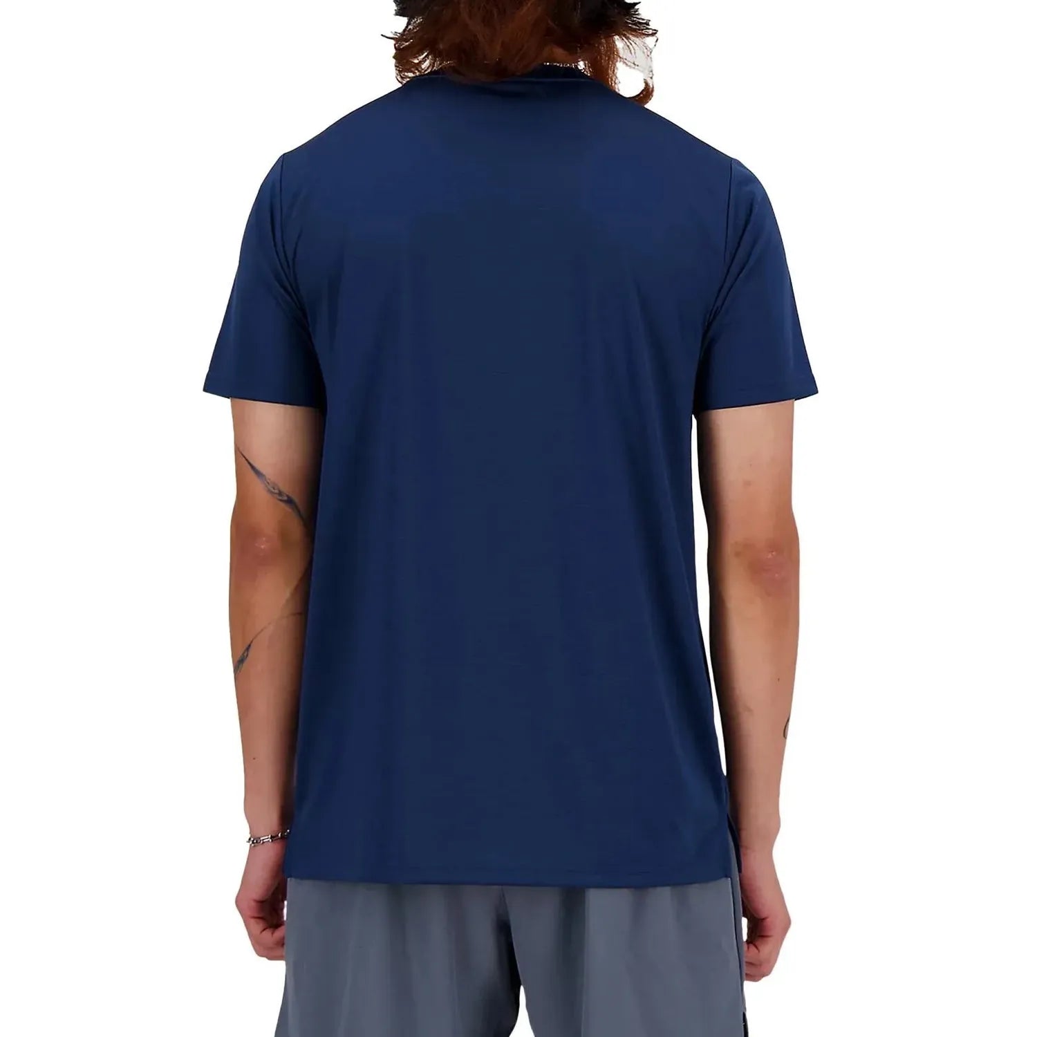 Men's SE Short Sleeve Tennis Top Navy-Apparel-New Balance-MT41222-NNYS24-1-2-[Sku]-Tennis Express