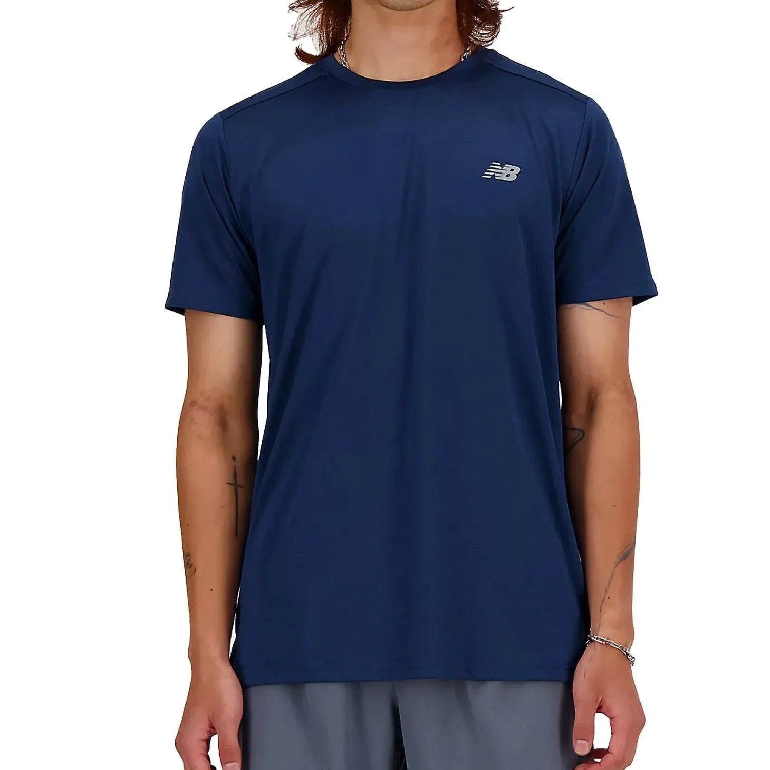 Men's SE Short Sleeve Tennis Top Navy-Apparel-New Balance-MT41222-NNYS24-3-[Sku]-Tennis Express