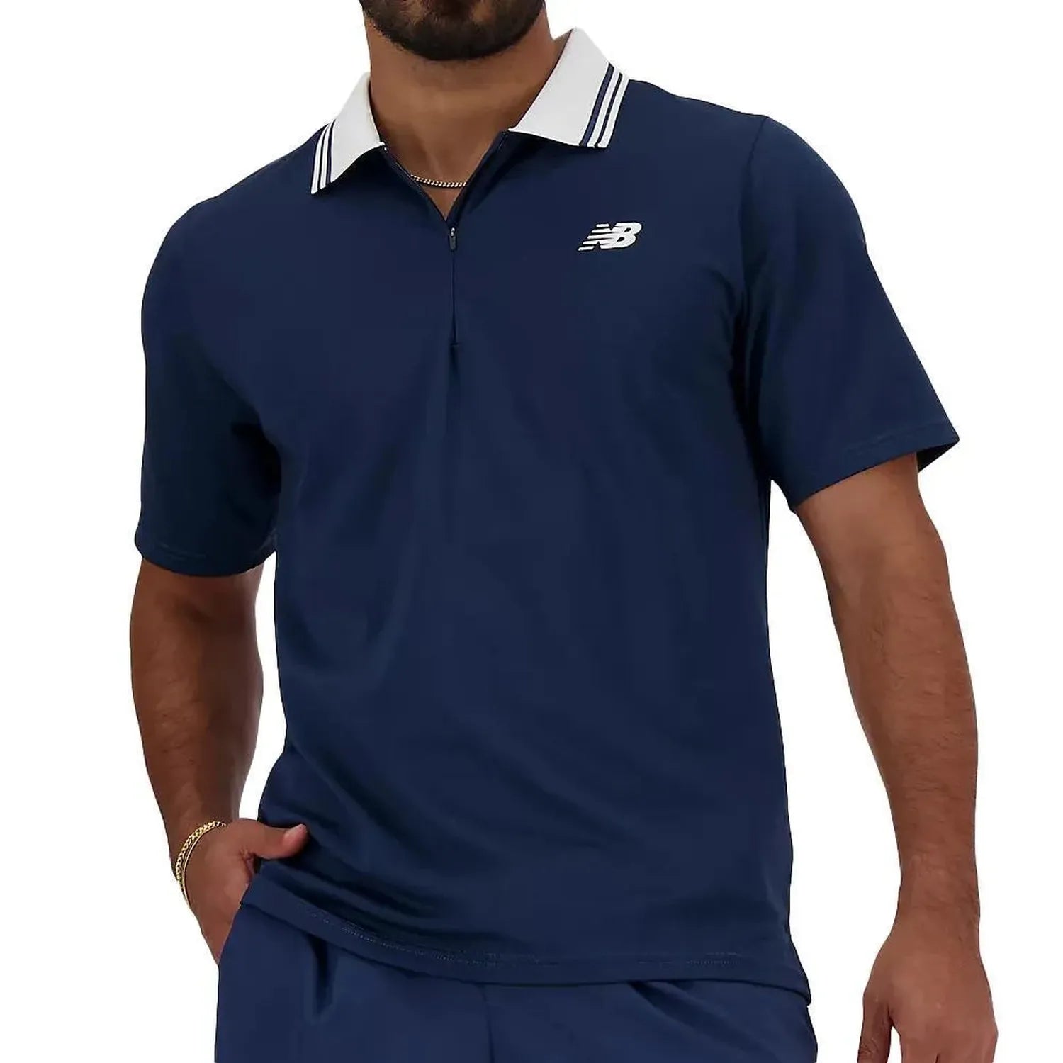 Men's Tournament Tennis Polo Navy-Apparel-New Balance-MT41402-NNY-Tennis Express