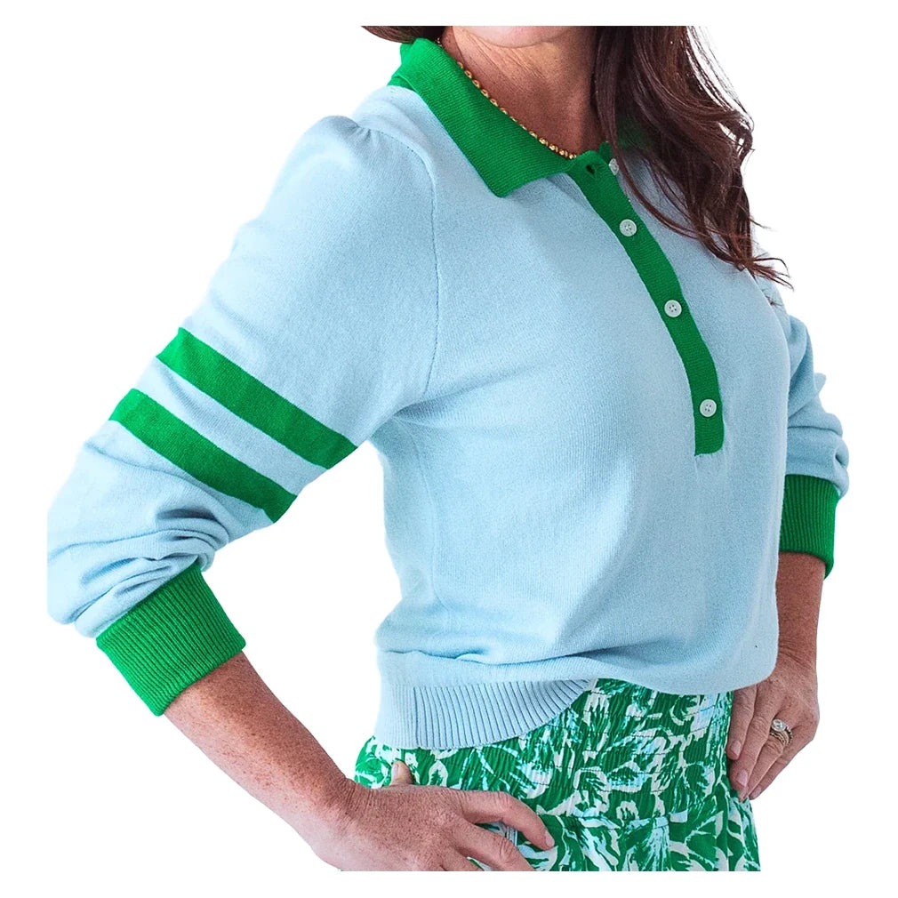 Women's Mulligan Tennis Sweater Light Blue-Apparel-Bubble-MULS-LB-Tennis Express
