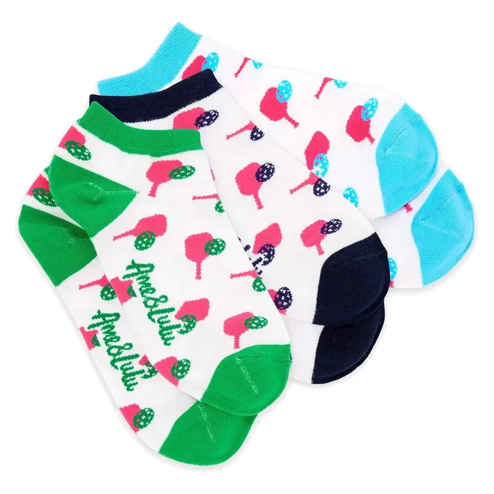 Women's Meet Your Match Pickleball Socks 3 Pack Pink Paddles-Socks-Ame and Lulu-MYMS-P-3PK-S25-1-Tennis Express