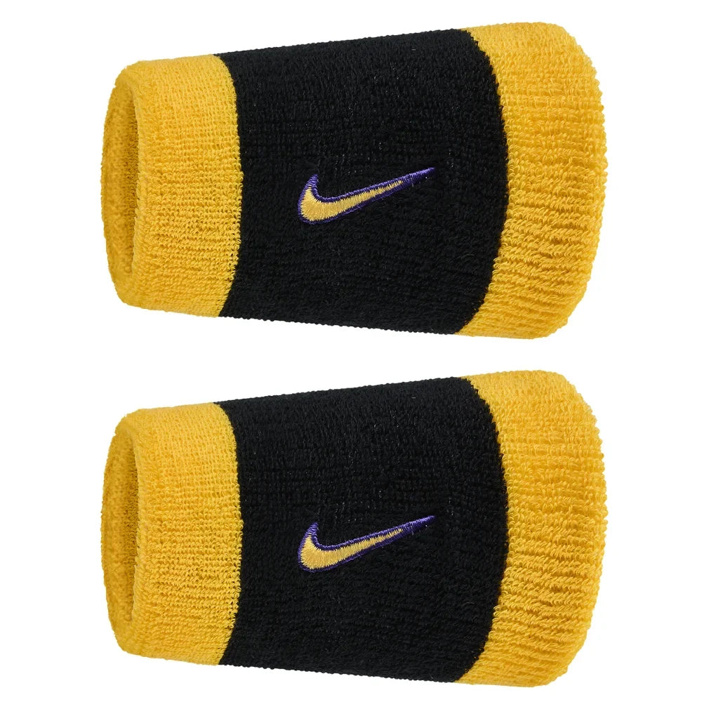 Swoosh Classic Doublewide Wristbands 2 Pack, Nike, 009 Black/Court Purple, Tennis Express, N1012406-BF26-009-BLACK-COURT-PURPLE-1