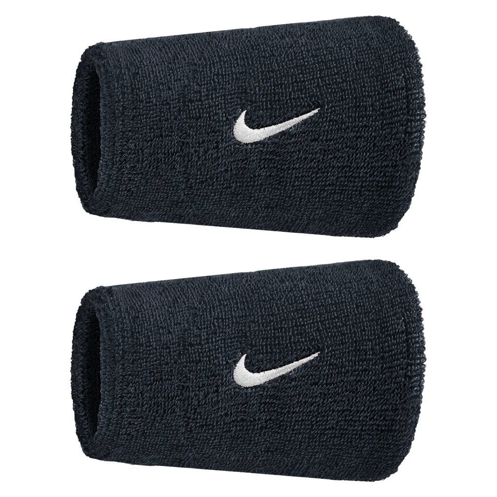 Swoosh Classic Doublewide Wristbands 2 Pack, Nike, 010 Black/White, Tennis Express, N1012406-BF26-010-BLACK-WHITE-1