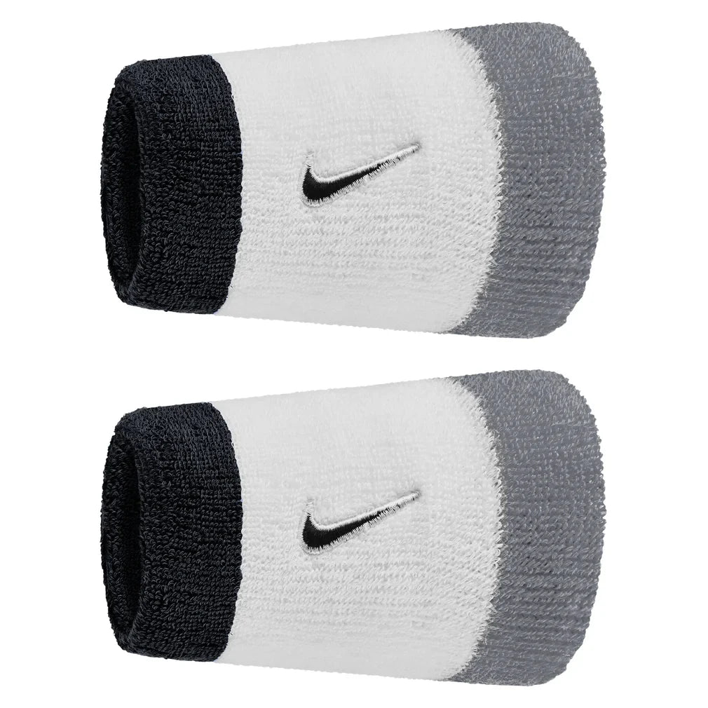 Swoosh Classic Doublewide Wristbands 2 Pack, Nike, 122 White/Cool Grey, Tennis Express, N1012406-BF26-122-WHITE-COOL-GREY-1