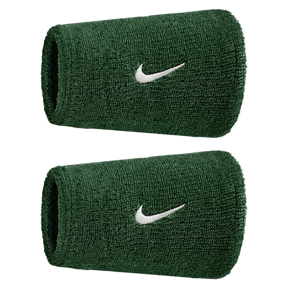 Swoosh Classic Doublewide Wristbands 2 Pack, Nike, 319 Gorge Green/White, Tennis Express, N1012406-BF26-319-GORGE-GREEN-WHITE-1