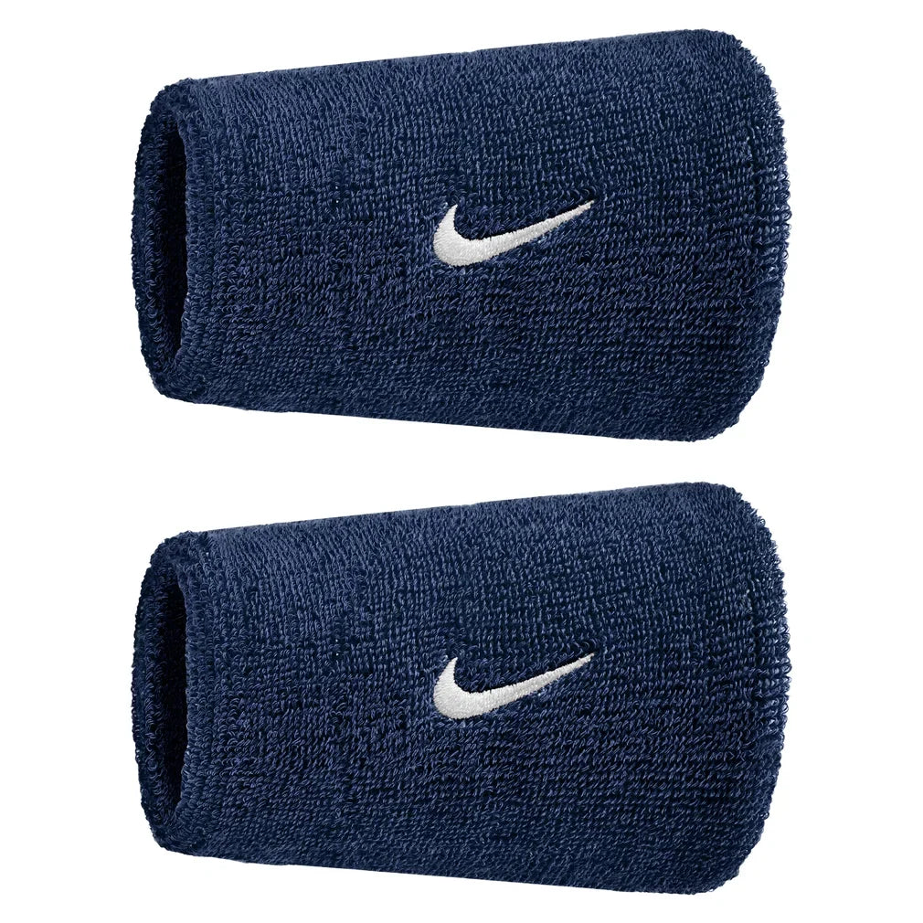 Swoosh Classic Doublewide Wristbands 2 Pack, Nike, 463 College Navy/White, Tennis Express, N1012406-BF26-463-COLLEGE-NAVY-WHITE-1