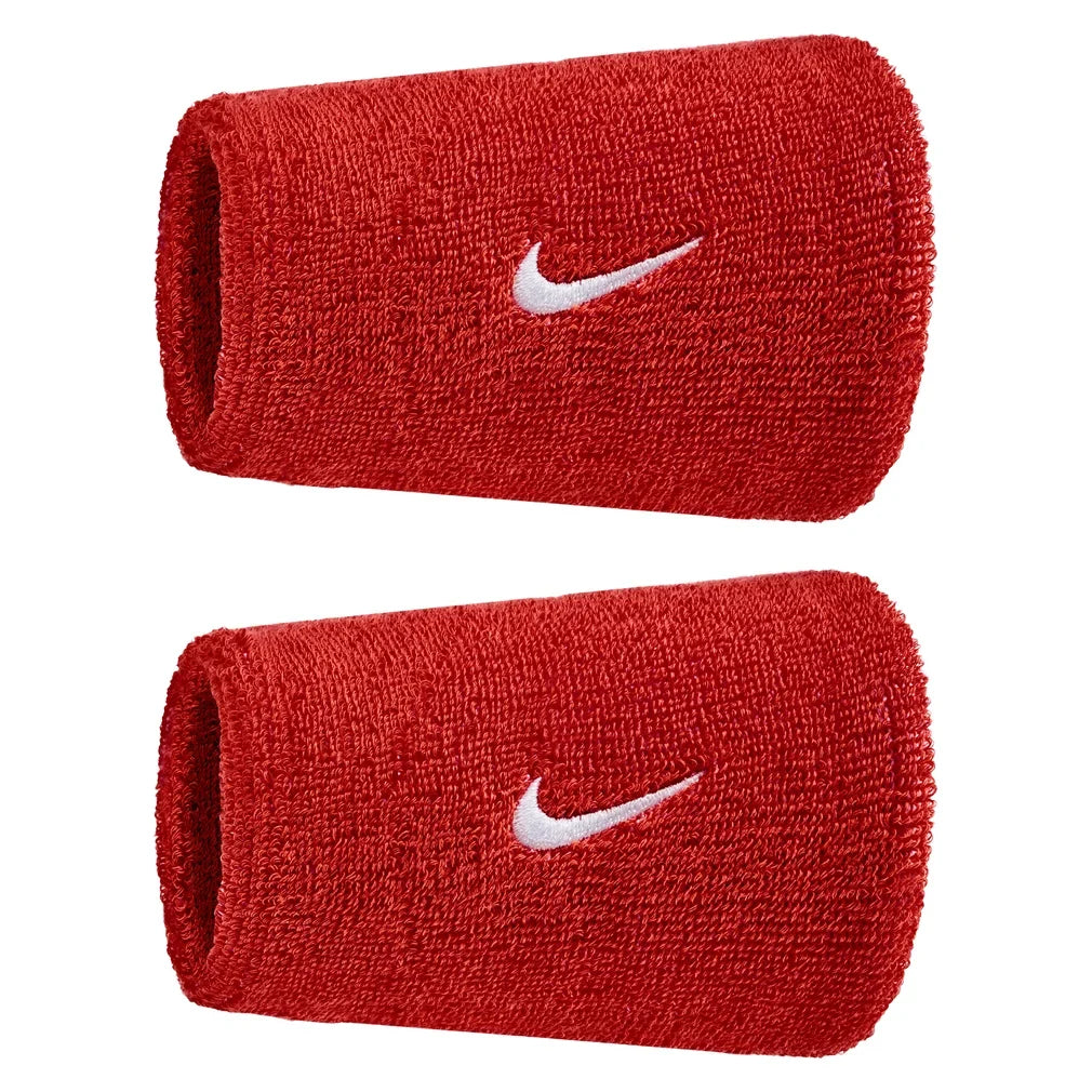 Swoosh Classic Doublewide Wristbands 2 Pack, Nike, 610 University Red/White, Tennis Express, N1012406-BF26-610-UNIVERSITY-RED-WHITE-1