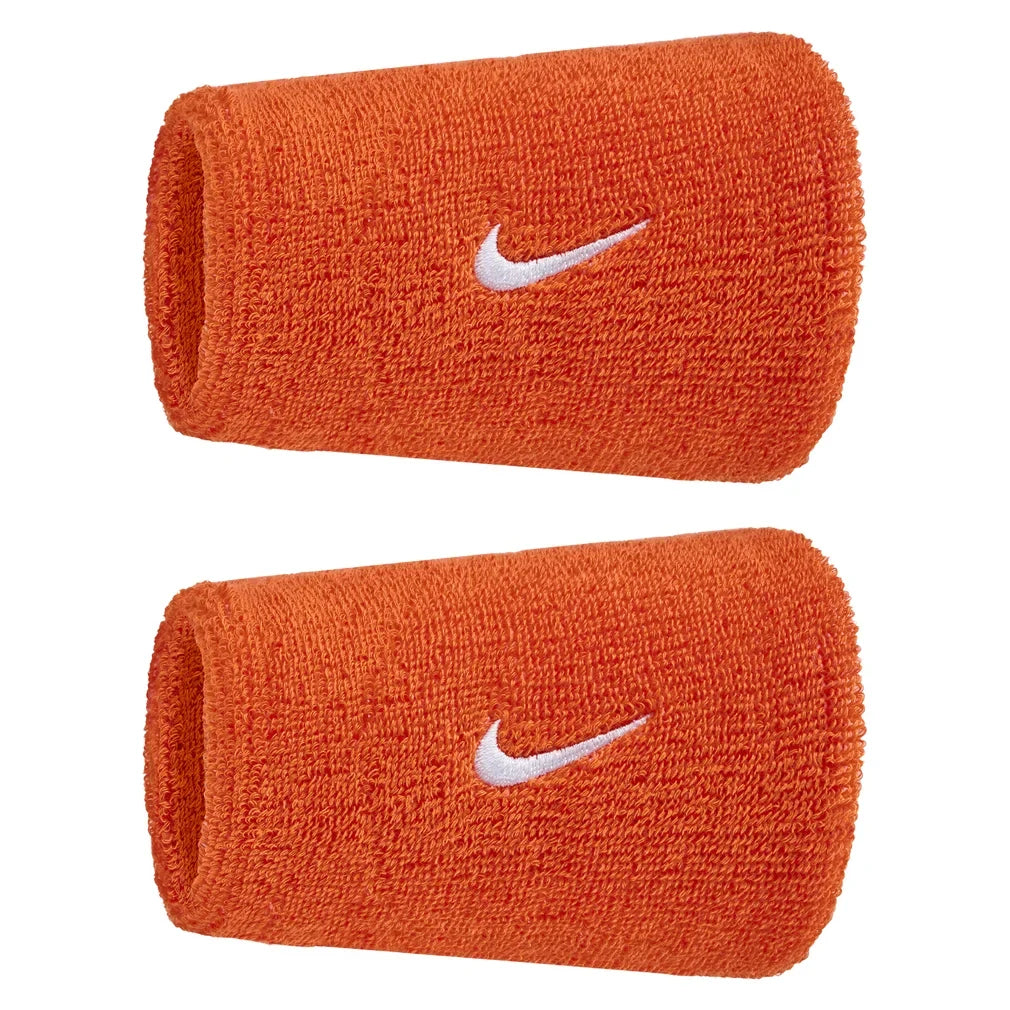 Swoosh Classic Doublewide Wristbands 2 Pack, Nike, 802 Team Orange/White, Tennis Express, N1012406-BF26-802-TEAM-ORANGE-WHITE-1