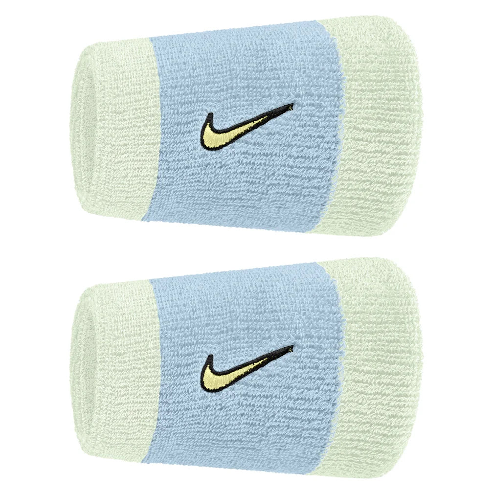 Swoosh Classic Doublewide Wristbands 2 Pack, Nike, 430 Cobalt Bliss/Volt Tint, Tennis Express, N1012406-F26-430-COBALT-BLISS-VOLT-TINT-1