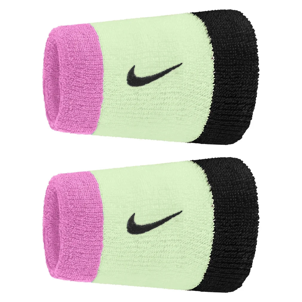 Swoosh Classic Doublewide Wristbands 2 Pack, Nike, 725 Barely Volt/Playful Pink, Tennis Express, N1012406-F26-725-BARELY-VOLT-PLAYFUL-PINK-1