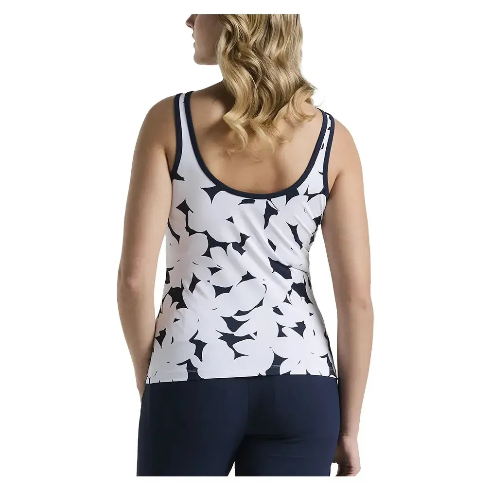 Women's Riviera Floral Print Tennis Tank Black Iris-Apparel-Penguin-O1BSF016-417U25-4-Tennis Express
