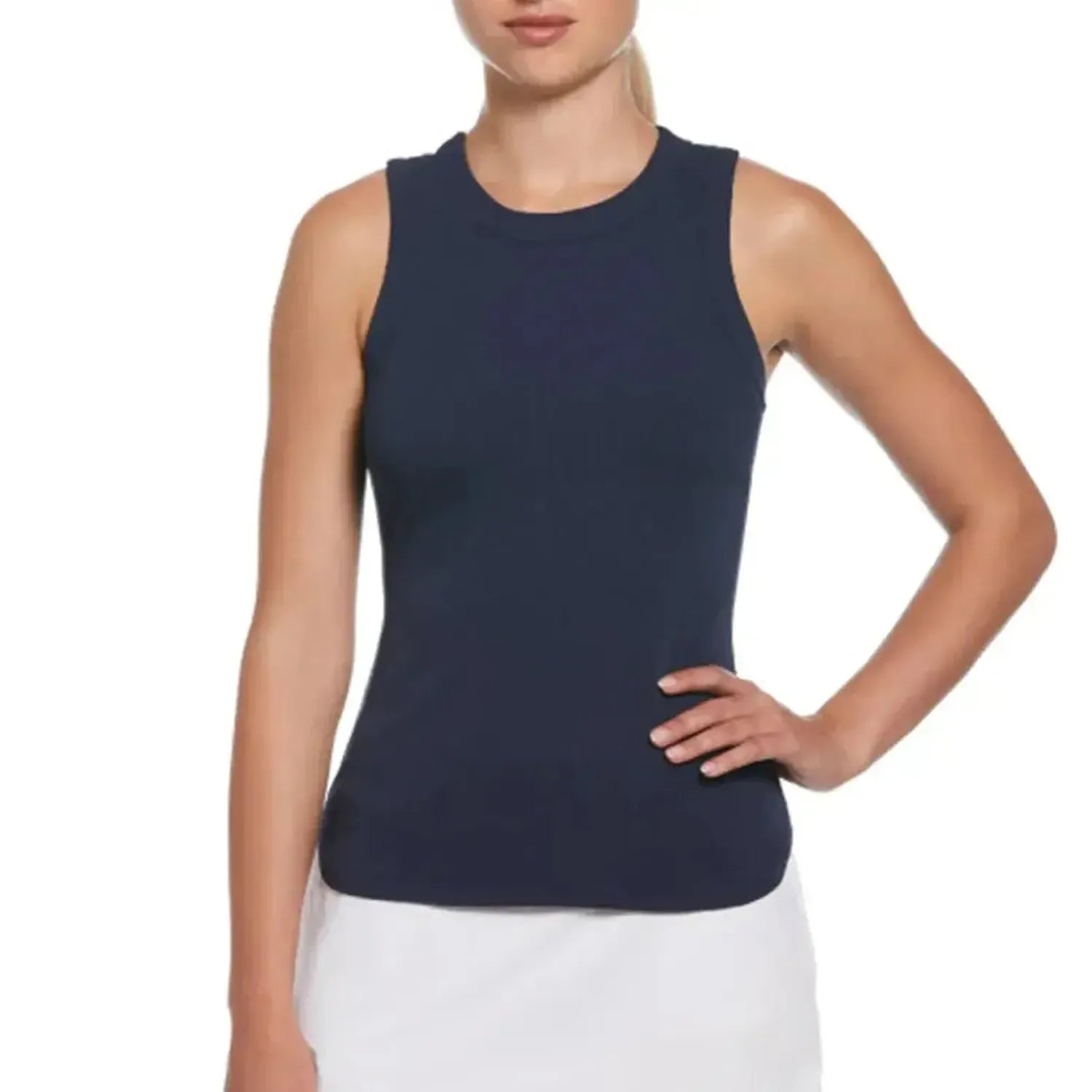 Women's Essentials Rib Tennis Tank-Apparel-Penguin-O1KSE016-B_-Navy-Tennis Express