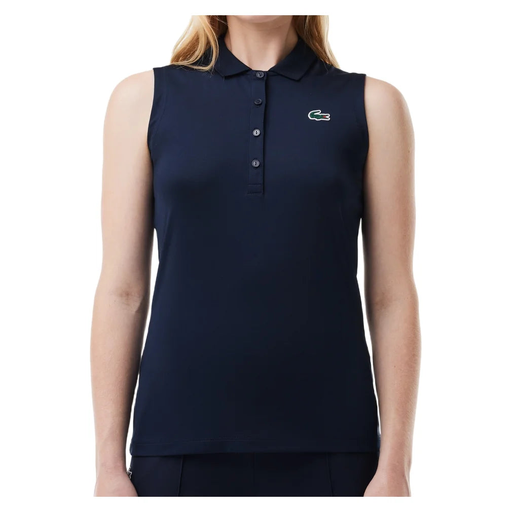 Women's Sport Sleeveless Tennis Polo, Lacoste, Blue, Padel Express, PF7414-B-BLUE-3