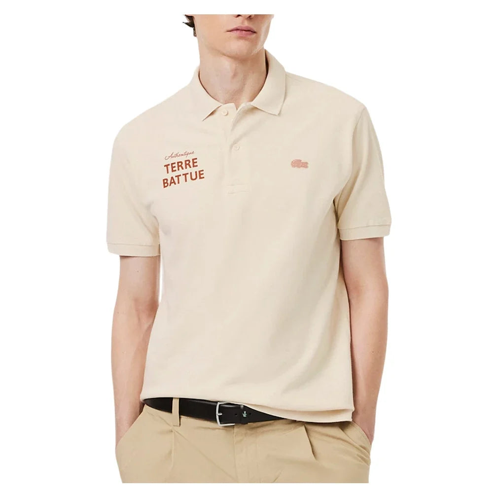 Men's Roland Garros Terre Battue Tennis Polo,Apparel,Lacoste,K74 Chalk,S,Tennis Express,PH0349-K74