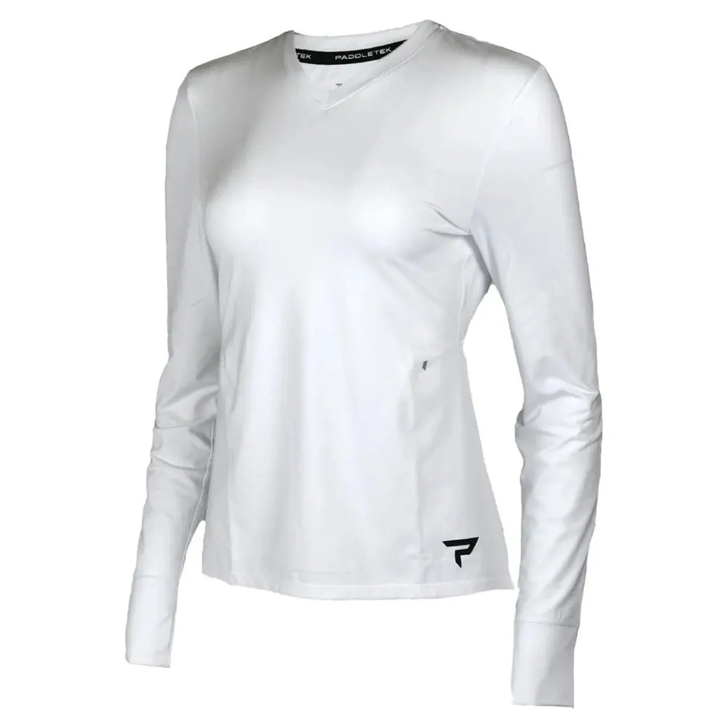 Womens Long Sleeve Performance Tennis Top White and Black-Apparel-Paddletek-PTW06-WU24-Tennis Express