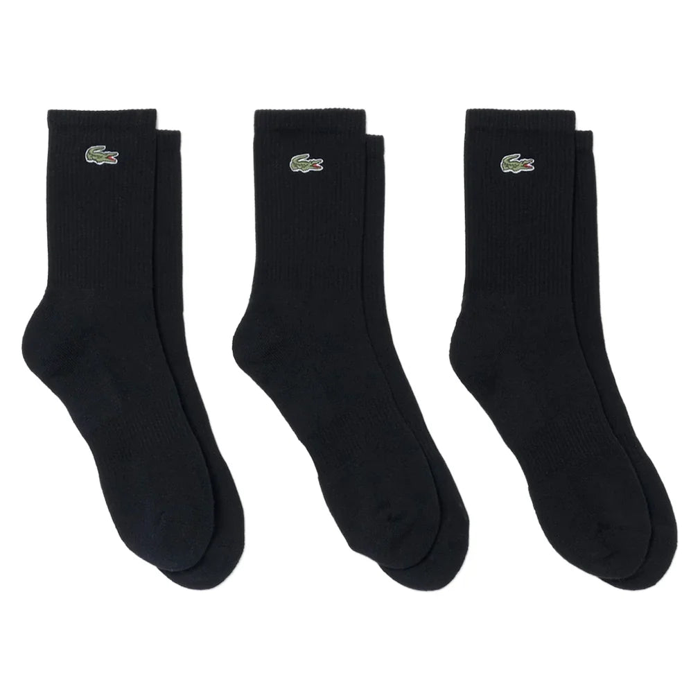 Unisex Classic Tennis Socks 3 Pack,Socks,Lacoste,031 Black,6.5/8.5,Tennis Express,RA9192-BF26-031