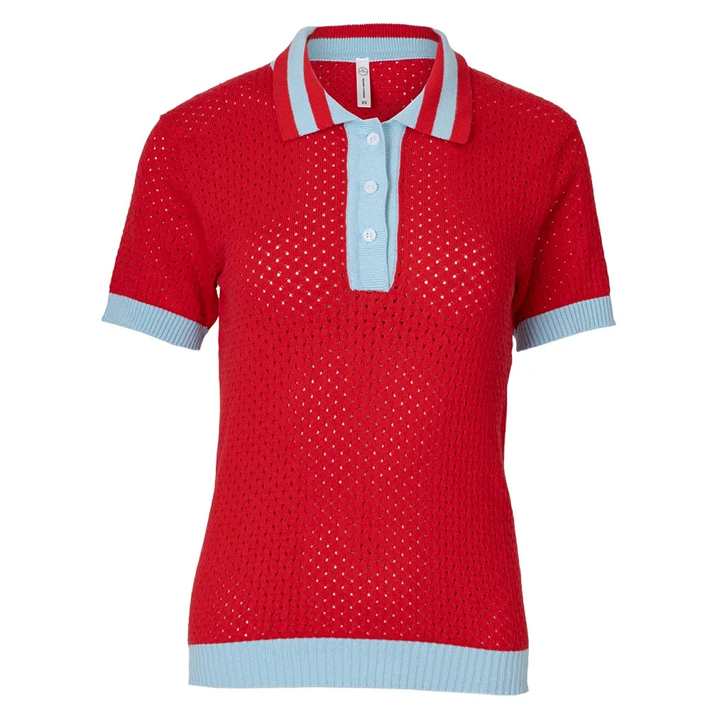 Women's Rally Polo Red and Light Blue,Apparel,Bubble,Red/Light Blue,XS,Tennis Express,RALS-RLB