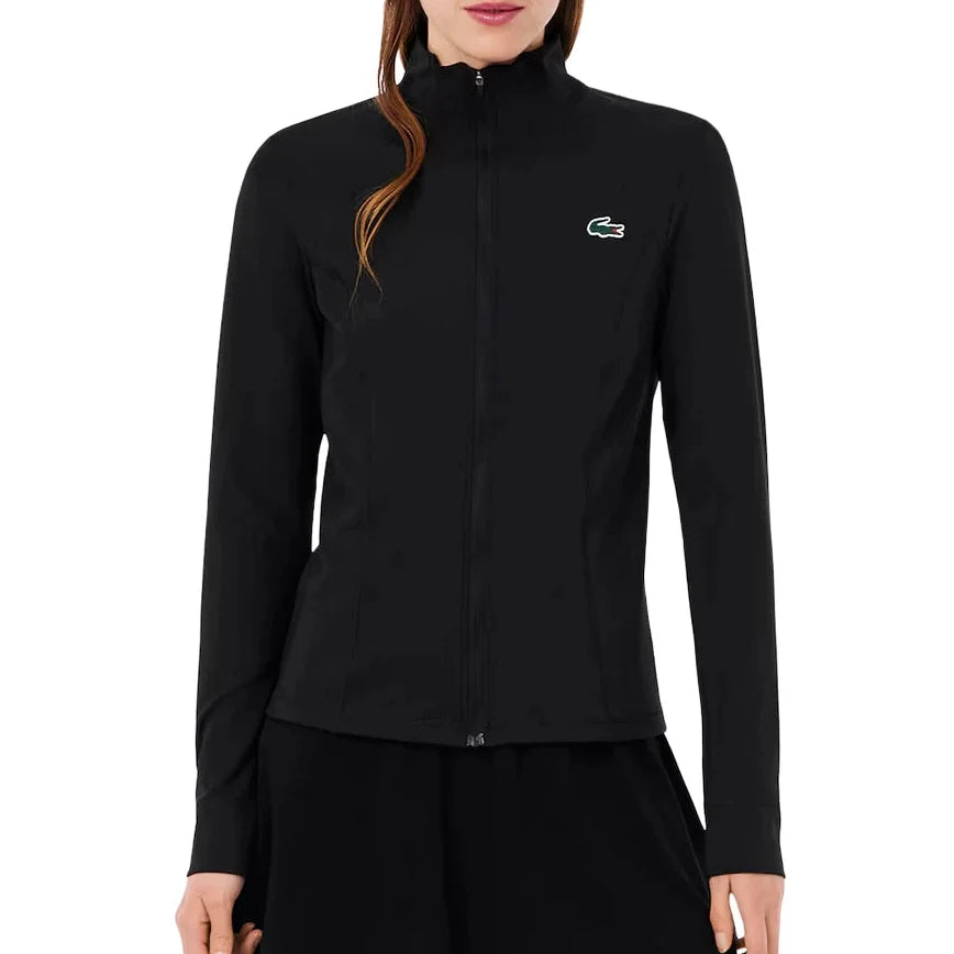 Women's Essentials Tennis Demi-Zip Top Black-Apparel-Lacoste-SF0145-031-Tennis Express