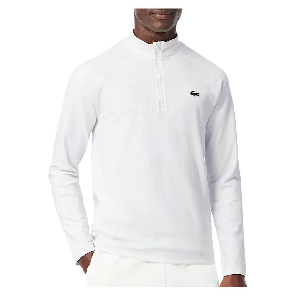 Men's Essentials Demi-Zip Tennis Sweatshirt,Apparel,Lacoste,001 White,S,Tennis Express,SH0198-001