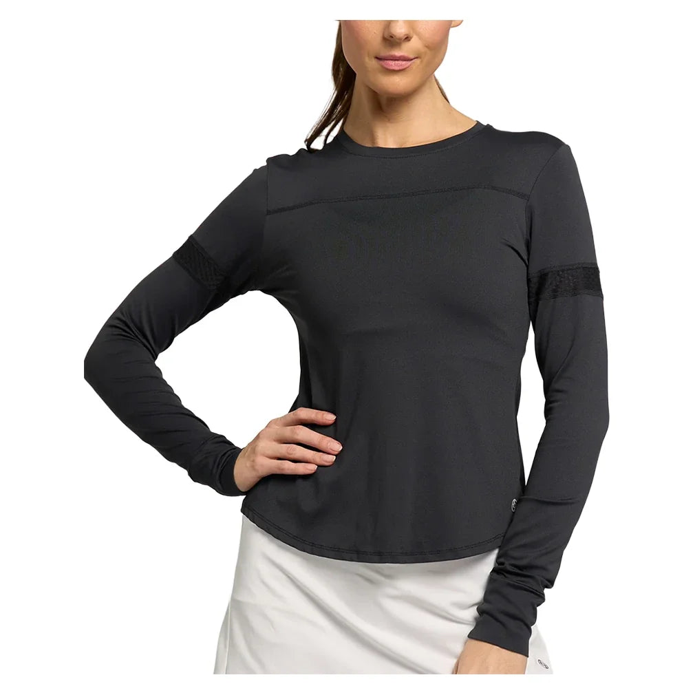 Women's Pacer Long Sleeve Tennis Top,Apparel,Lija,Black,XS,Tennis Express,SS-1587BW-B