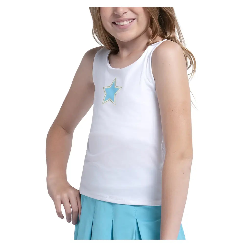 Girls' Starlane Tennis Tank White,Apparel,Lucky In Love,White,2XS,Tennis Express,T317-39G110-3