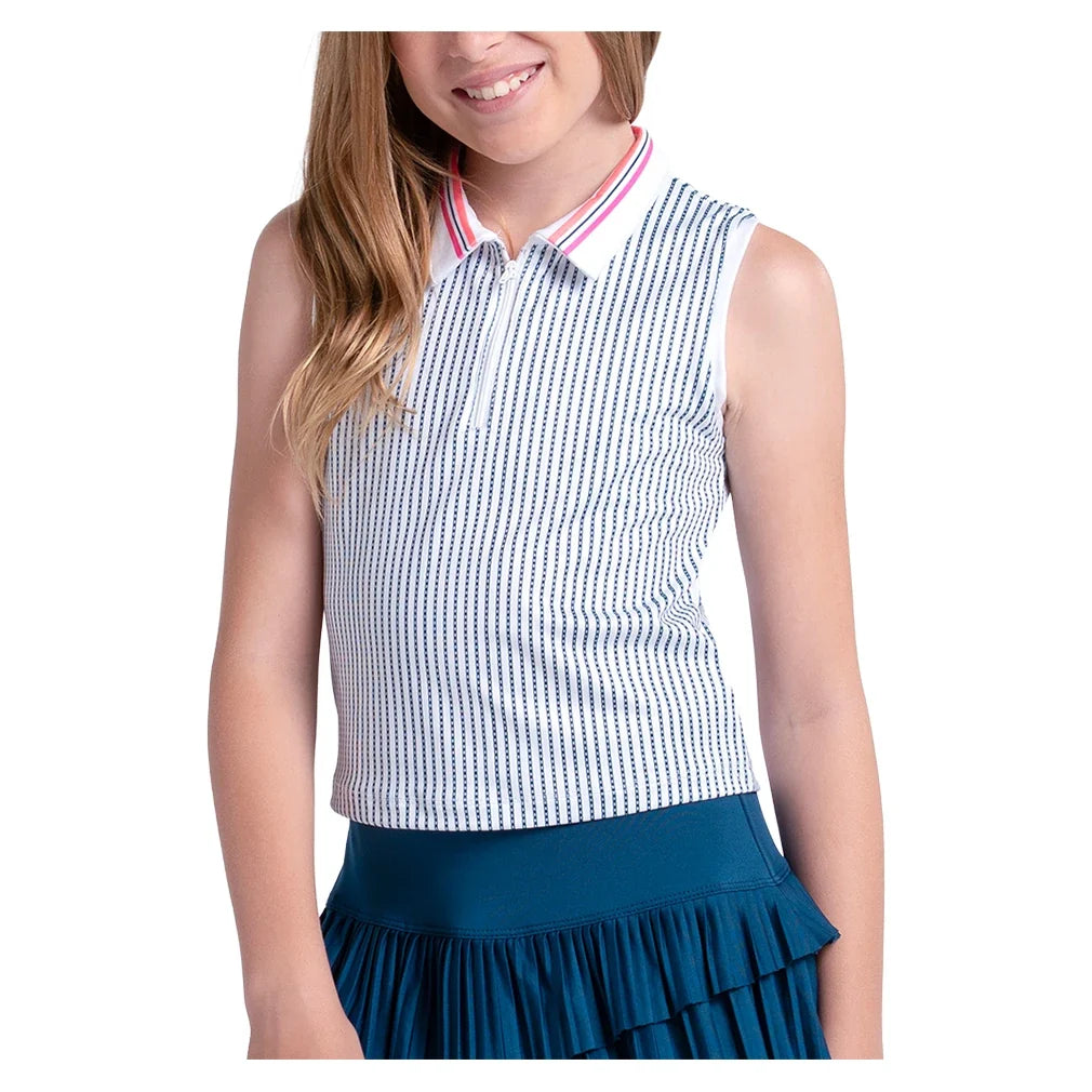 Girls' Glow Point Tennis Polo Tank White-Apparel-Lucky In Love-T319-37G110-Tennis Express