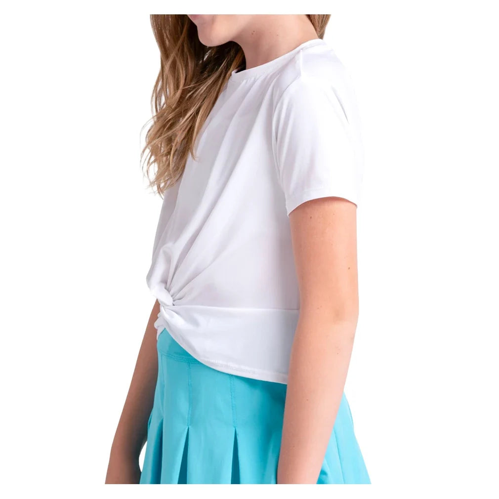 Girls' Peek-A-Bow Short Sleeve Tennis Top-Apparel-Lucky In Love-T321-1-Tennis Express
